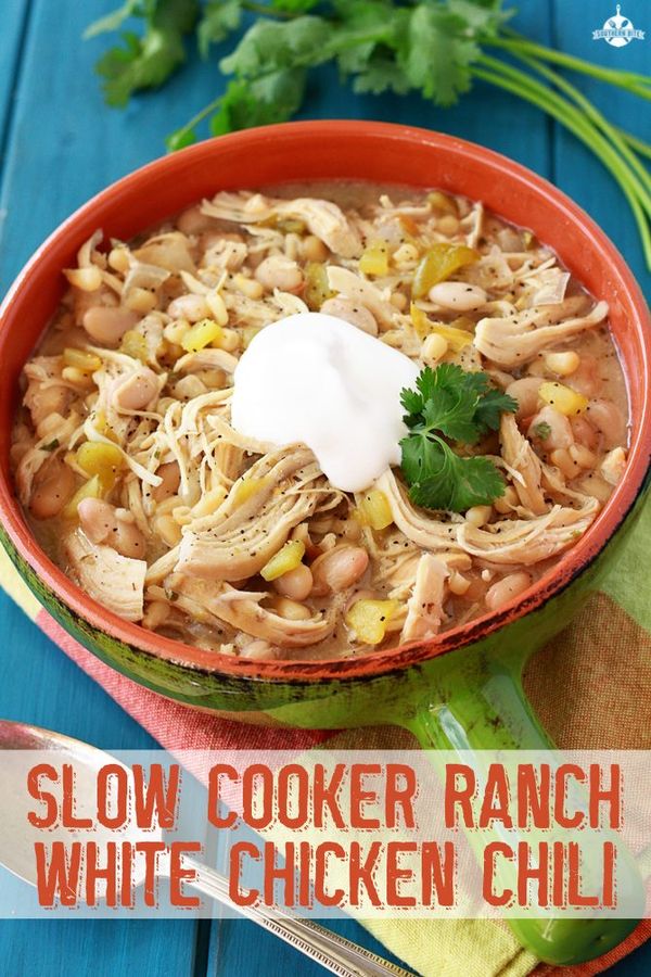 Slow Cooker Ranch White Chicken Chili