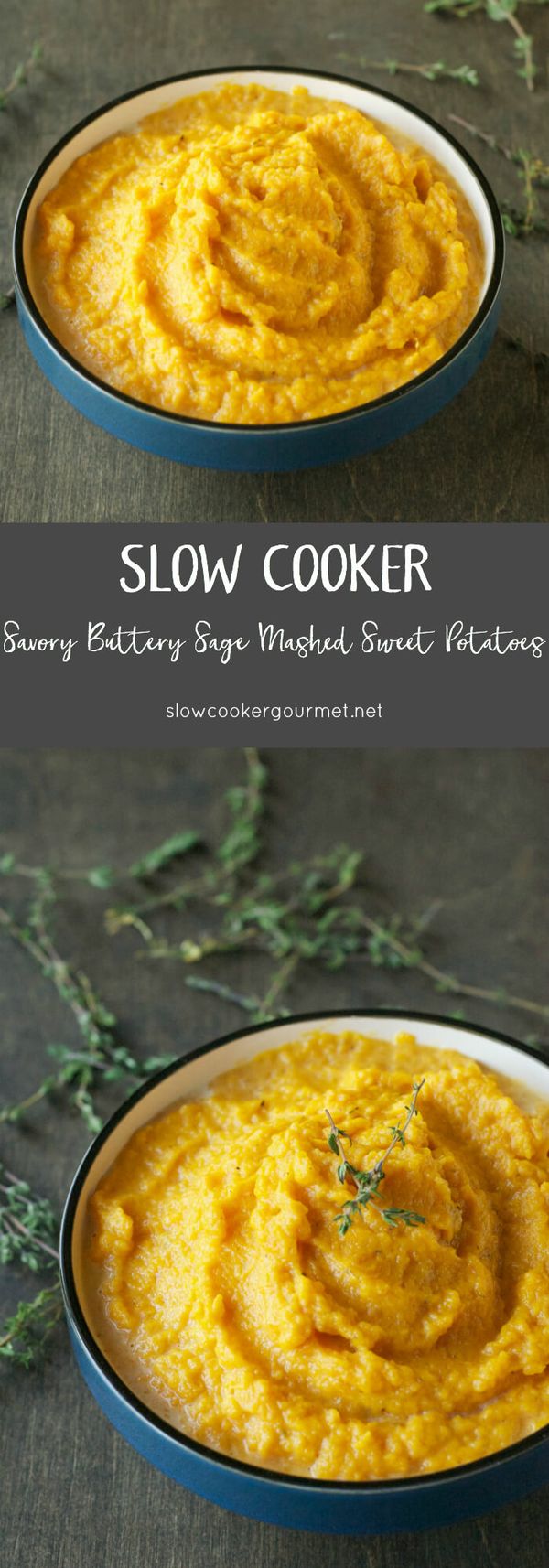 Slow Cooker Savory Buttery Sage Mashed Sweet Potatoes