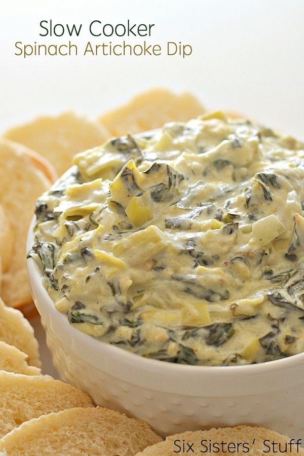 Slow Cooker Spinach Artichoke Dip | Six Sisters' Stuff