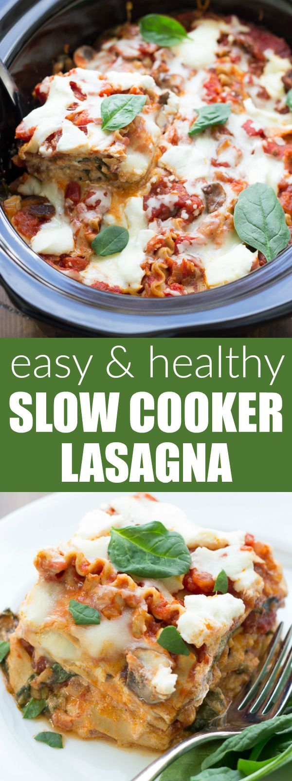 Slow Cooker Spinach Ricotta Lasagna