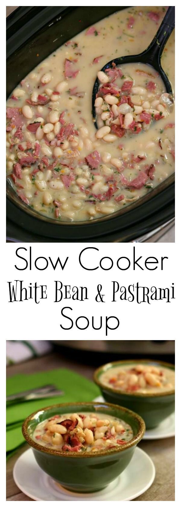 Slow Cooker White Bean and Pastrami Soup