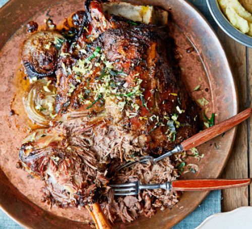 Slow-roasted shoulder of lamb