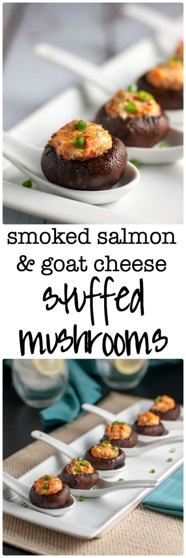 Smoked Salmon and Goat Cheese Stuffed Mushrooms