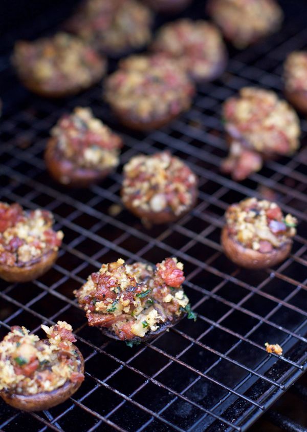 Smoked Sausage Stuffed Mushrooms