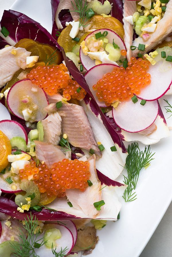 Smoked Trout and Beet Salad With Pink Caviar