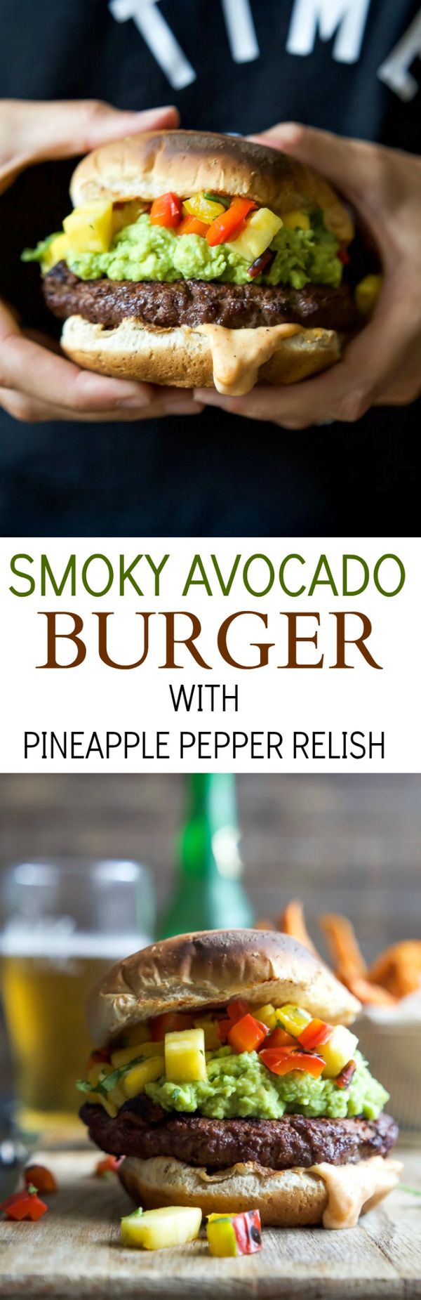 Smoky Avocado Burger with Pineapple Pepper Relish