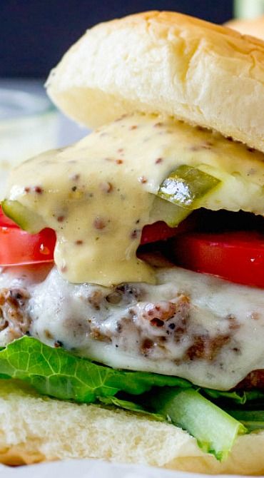 Smoky Beer Burgers with Gouda & Mustard-Horseradish Aioli