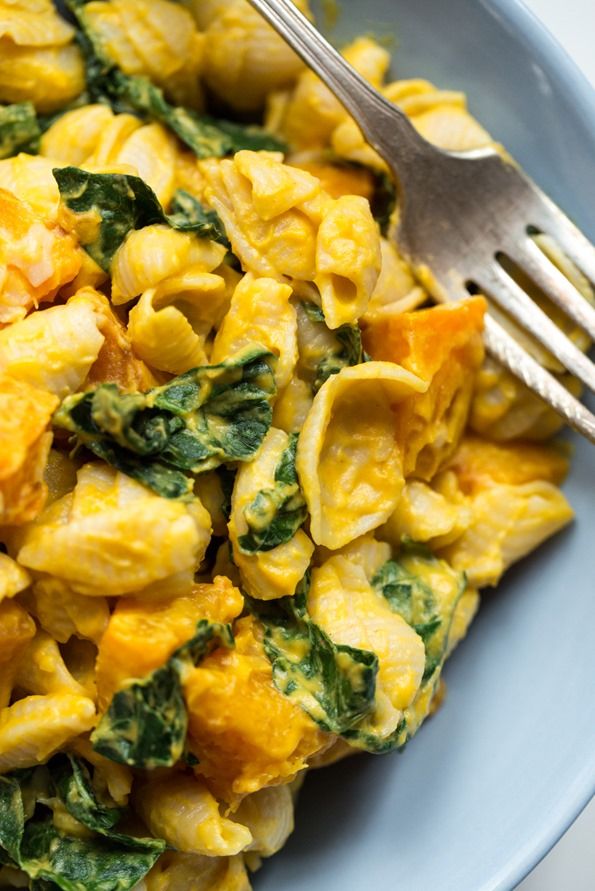 Smoky Butternut Squash Sauce with Pasta and Greens