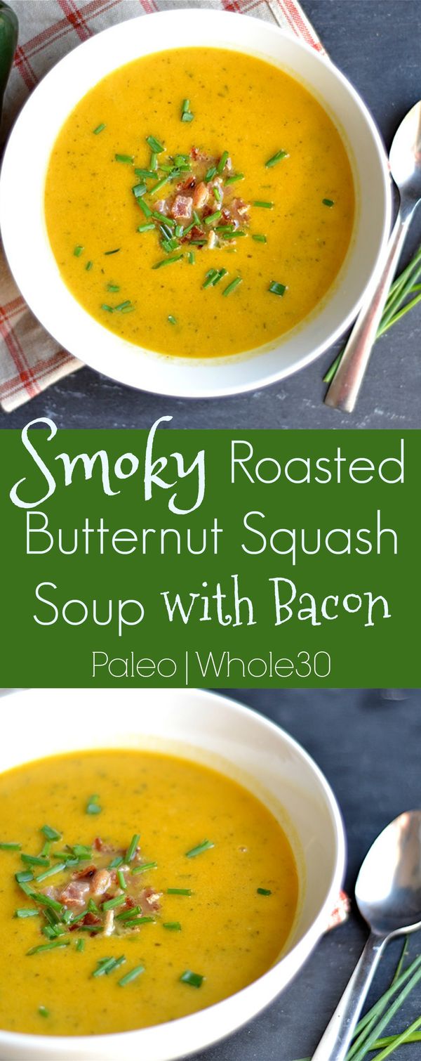 Smoky Roasted Butternut Squash Soup with Bacon