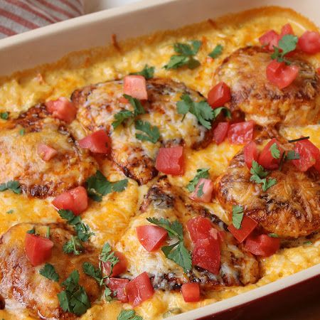 Smothered Chicken Queso Casserole