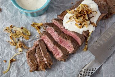 Smothered Flat Iron Steak in a Parmesan Pepper Sauce