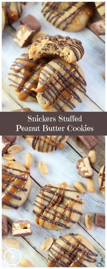 Snickers Stuffed Peanut Butter Cookies