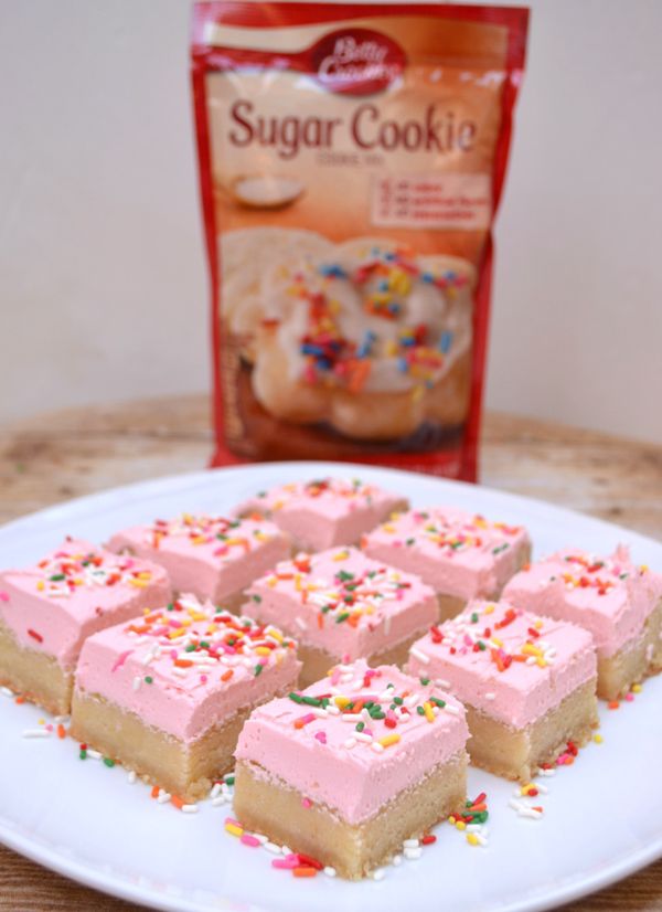 Soft & Chewy Sugar Cookie Bars with Buttercream Frosting