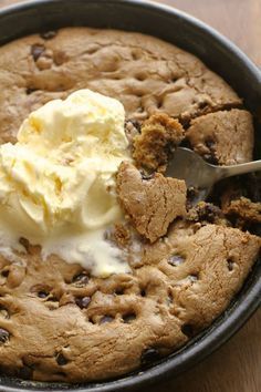 Soft and Chewy Chocolate Chip Skillet Cookie