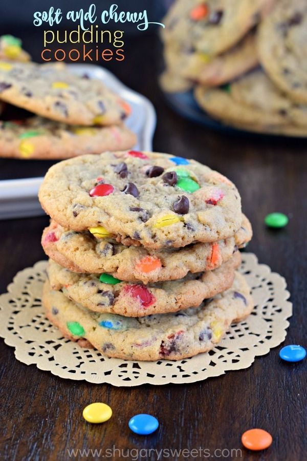 Soft and Chewy M&M Pudding Cookies