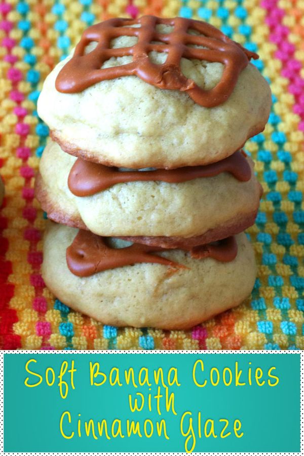 Soft Banana Cookies with Cinnamon Glaze