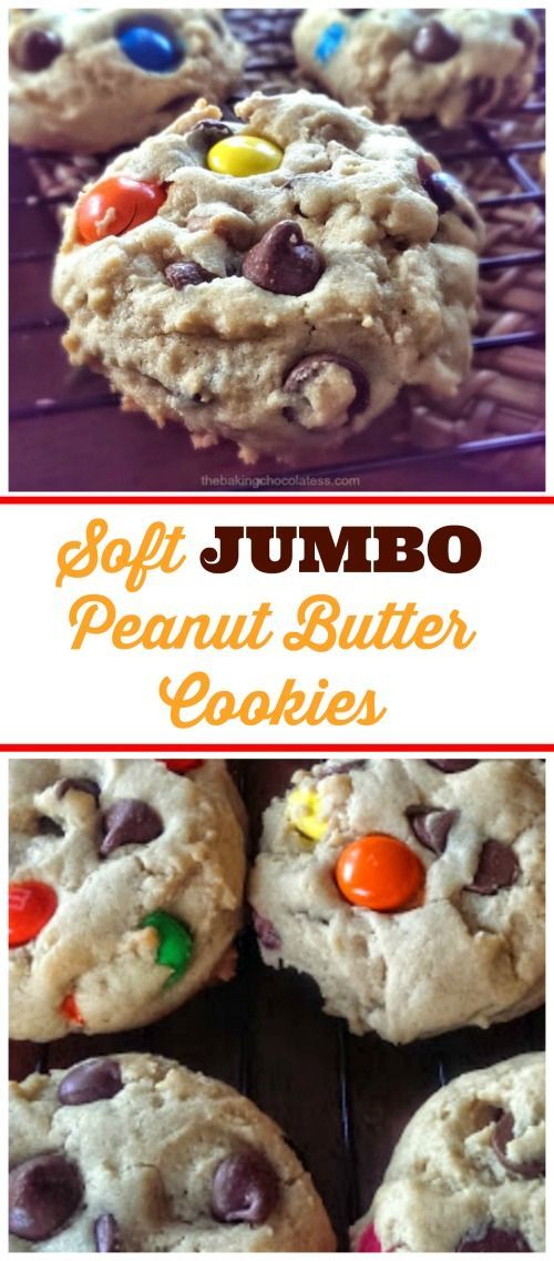 Soft JUMBO Peanut Butter Cookies (PB M&Ms, Milk Chocolate Chips & Reese Cups Allowed!