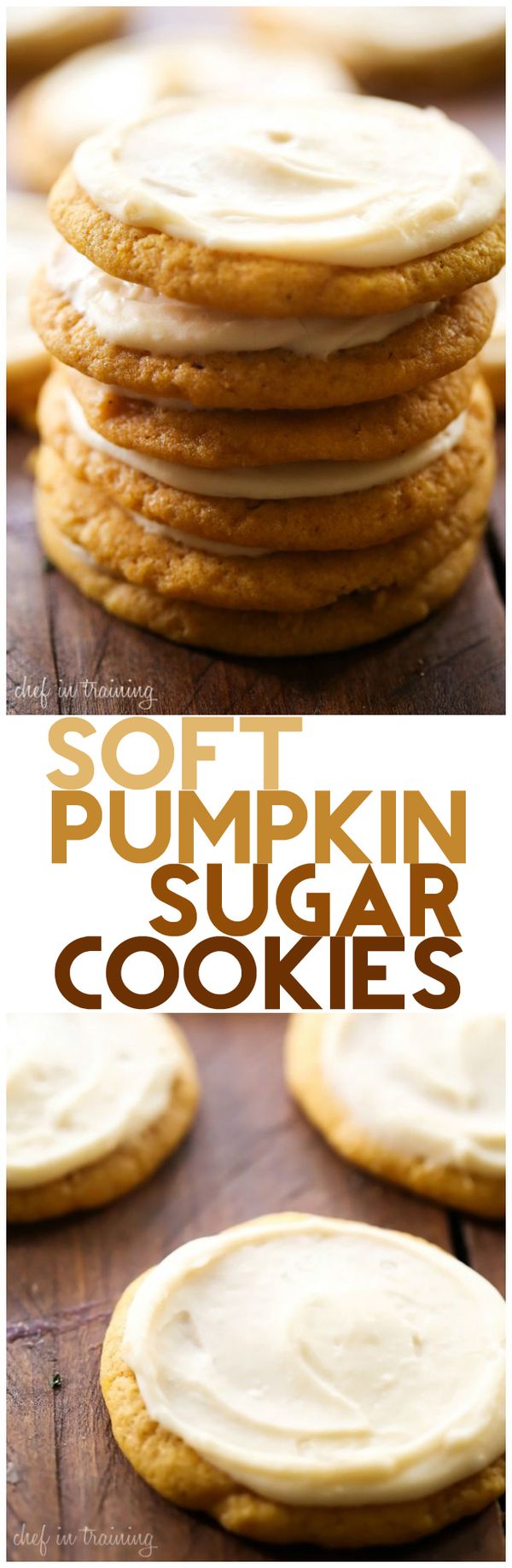 Soft Pumpkin Sugar Cookies with Caramel Cream Cheese Frosting