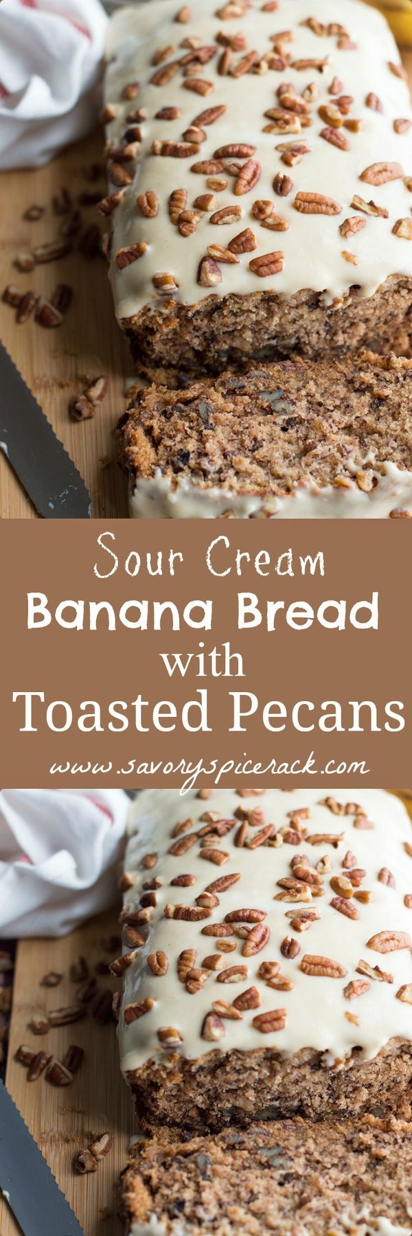 Sour Cream Banana Bread with Toasted Pecans