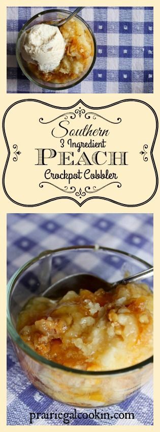 Southern 3 Ingredient Peach Crockpot Cobbler