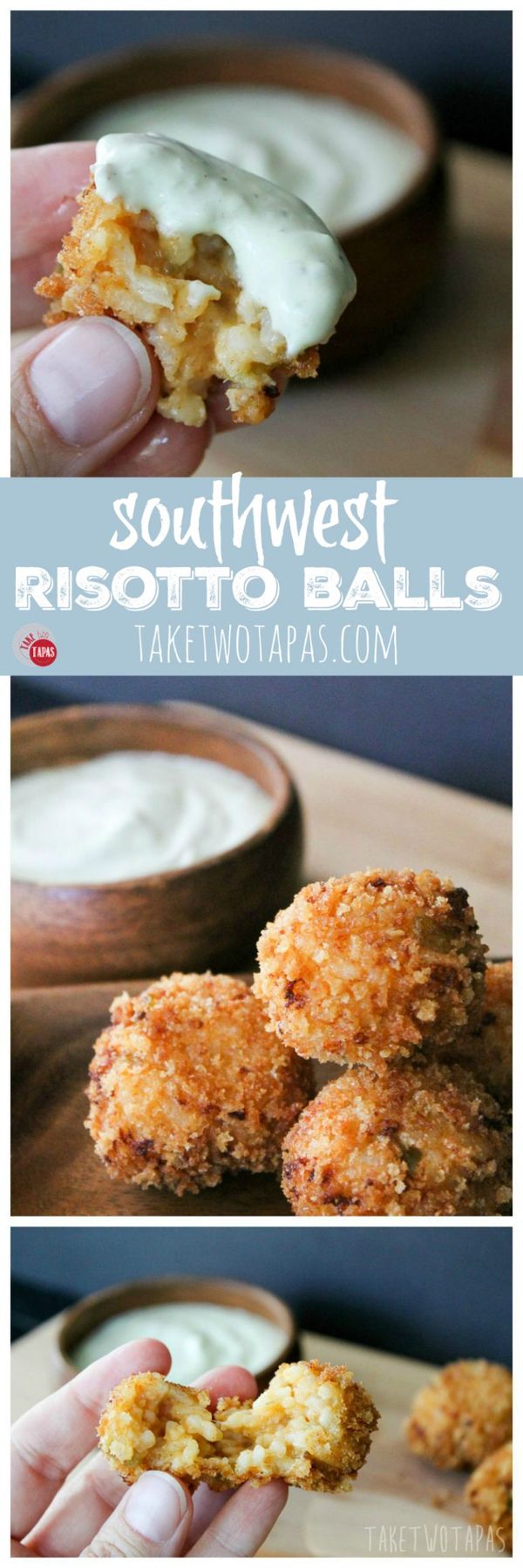 Southwest Risotto Balls with Avocado Ranch Dip