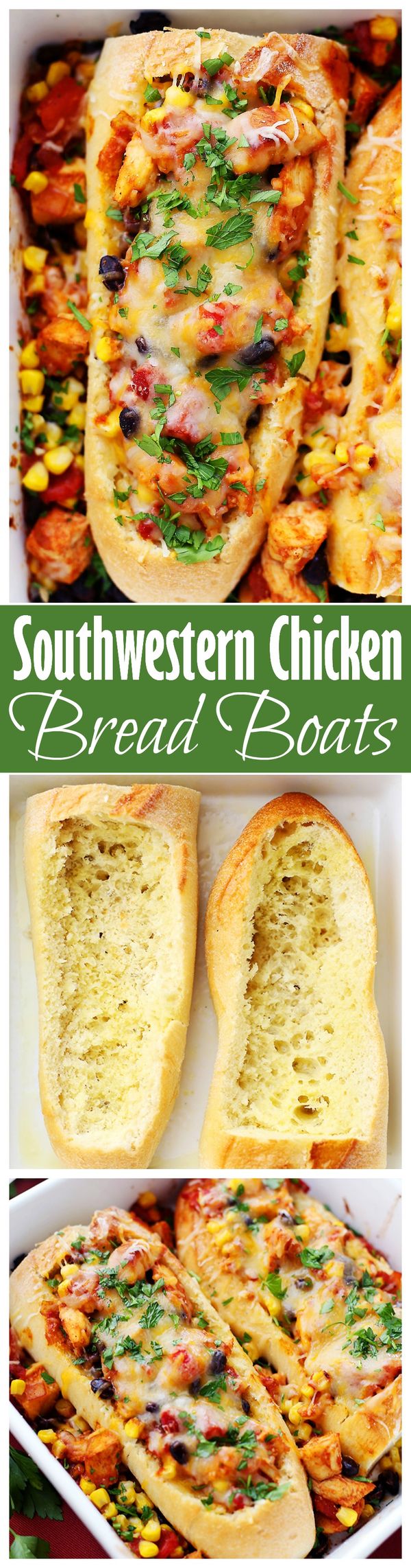 Southwestern Chicken Bread Boats