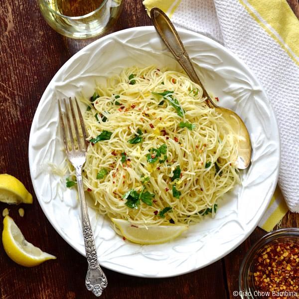 Spaghetti with Lemon, Garlic & Fresh Herb Olive Oil