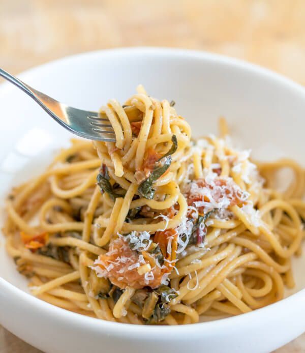 Spaghetti with Swiss Chard and Tomato