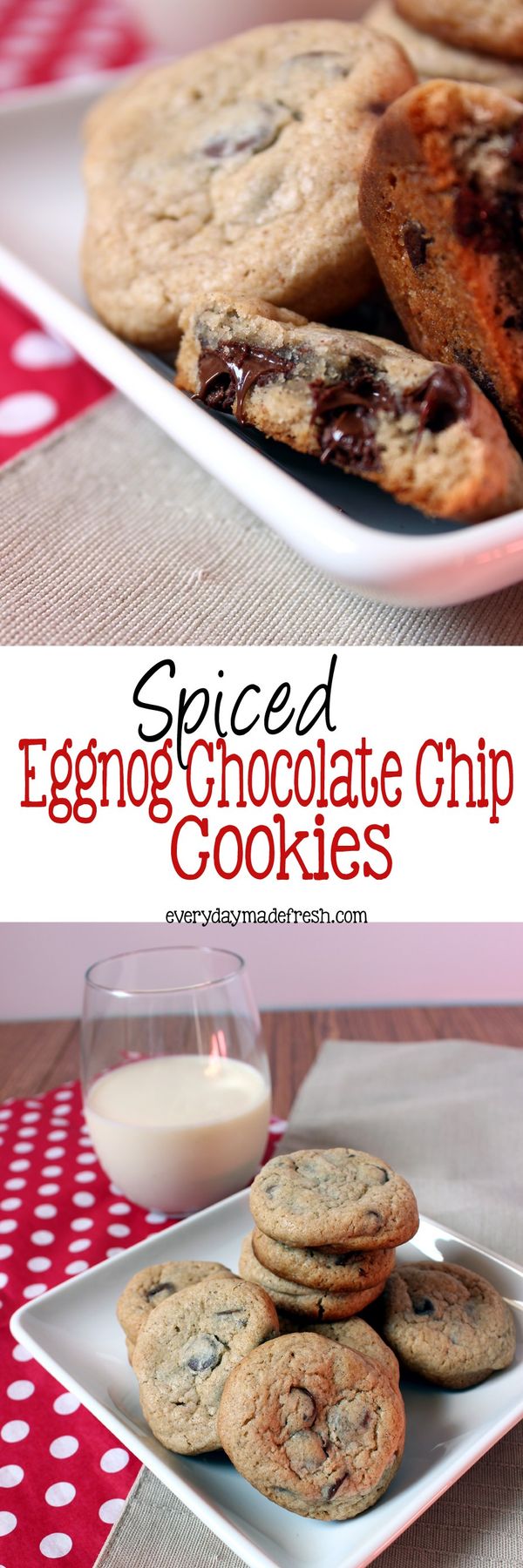 Spiced Eggnog Chocolate Chip Cookies