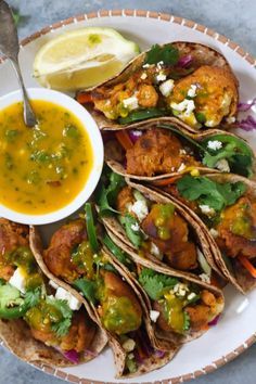 Spicy Baked Chickpea Cauliflower fritters TACO with Mango Salsa and Slaw(Vegan