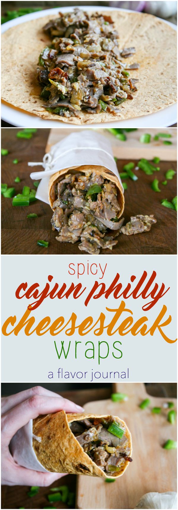 Spicy cajun philly cheesesteak wrap