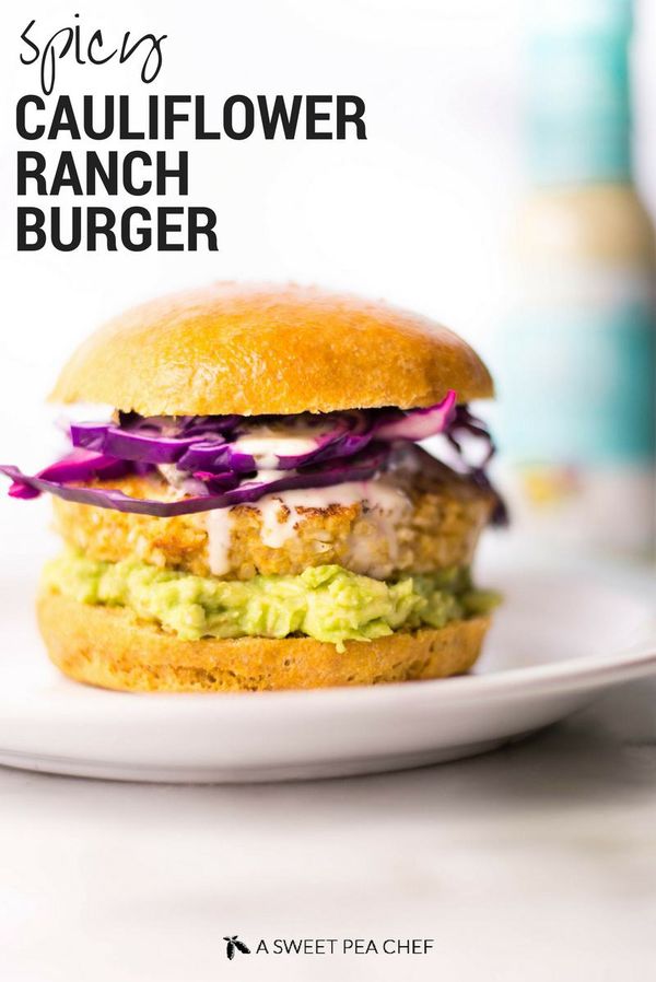 Spicy Cauliflower Quinoa Ranch Burger With Sweet Potato Bun