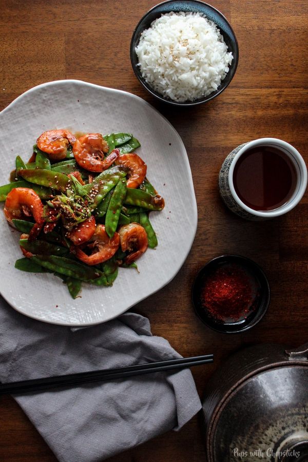 Spicy Garlic Shrimp with Snow Peas