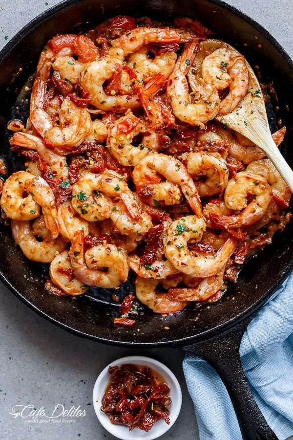 Spicy Garlic Sun Dried Tomato Shrimp