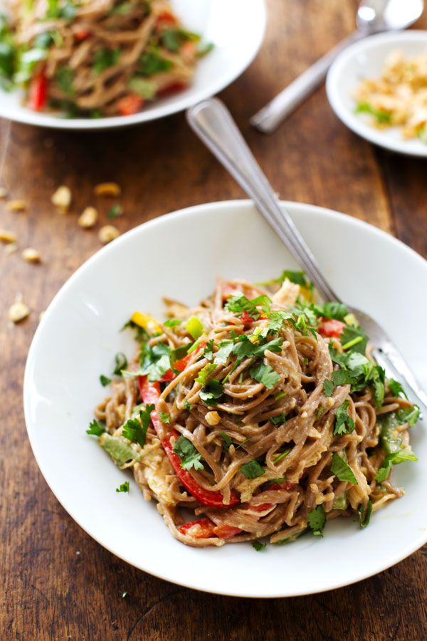 Spicy Peanut Chicken Soba Noodle Salad