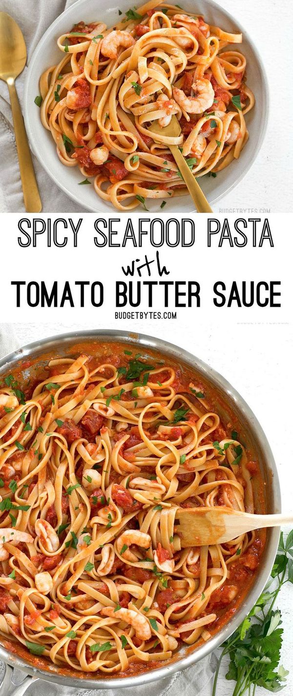 Spicy Seafood Pasta with Tomato Butter Sauce