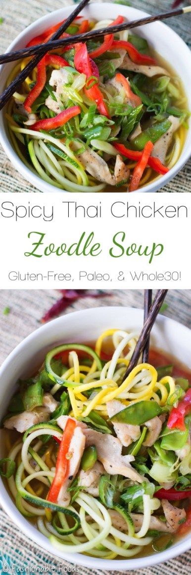 Spicy Thai Chicken Zoodle Soup