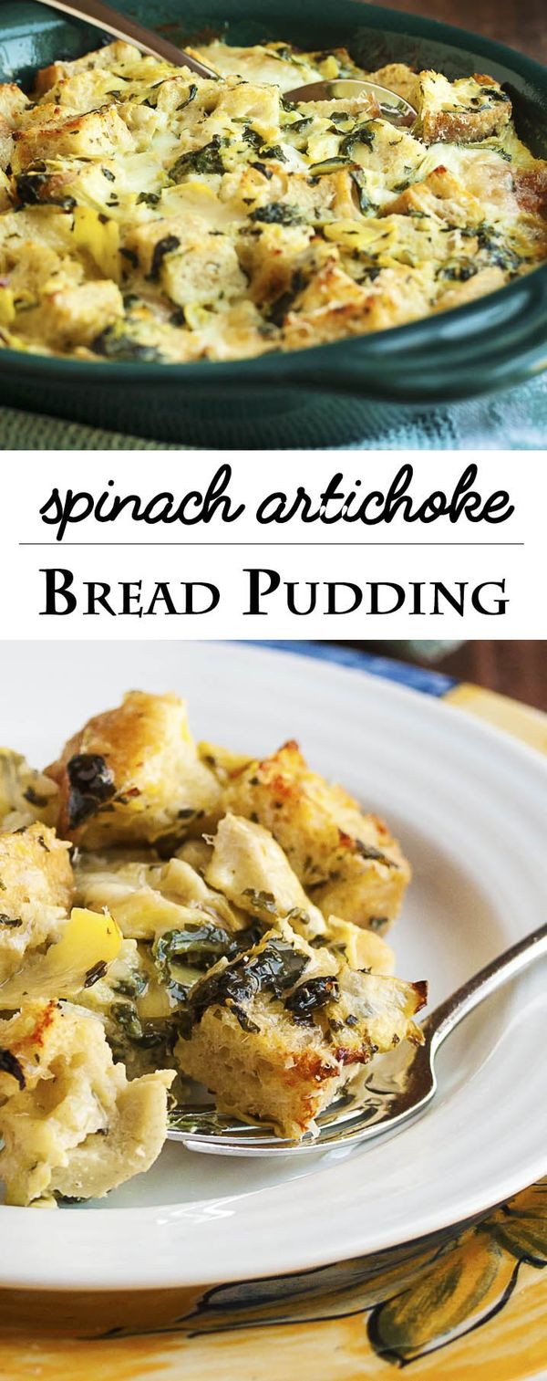 Spinach Artichoke Bread Pudding