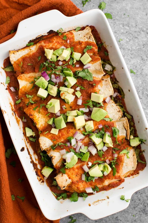 Spinach Enchiladas with Lentils