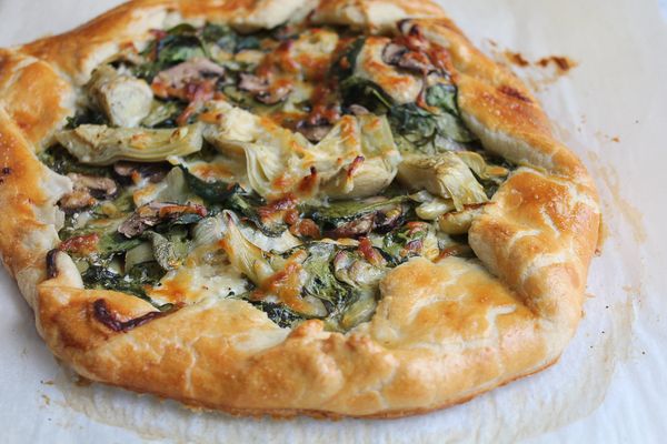 Spinach Mushroom and Artichoke Galette