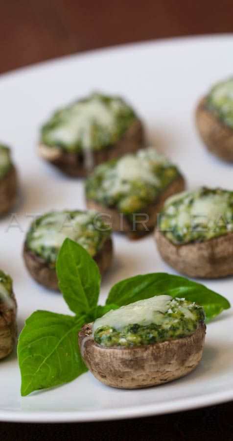 Spinach Souffle Stuffed Mushrooms