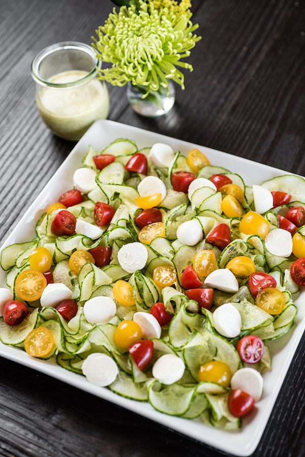 Spiralizer Cucumber Caprese Salad