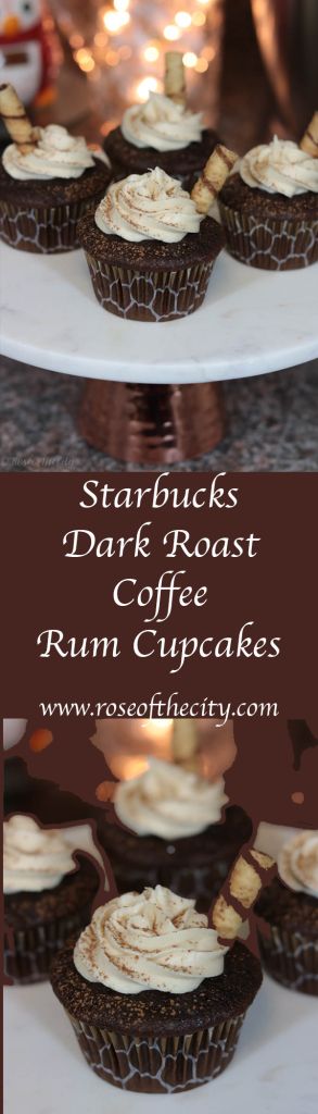 Starbucks DARK Roast Coffee Rum Cupcakes with Coffee Buttercream