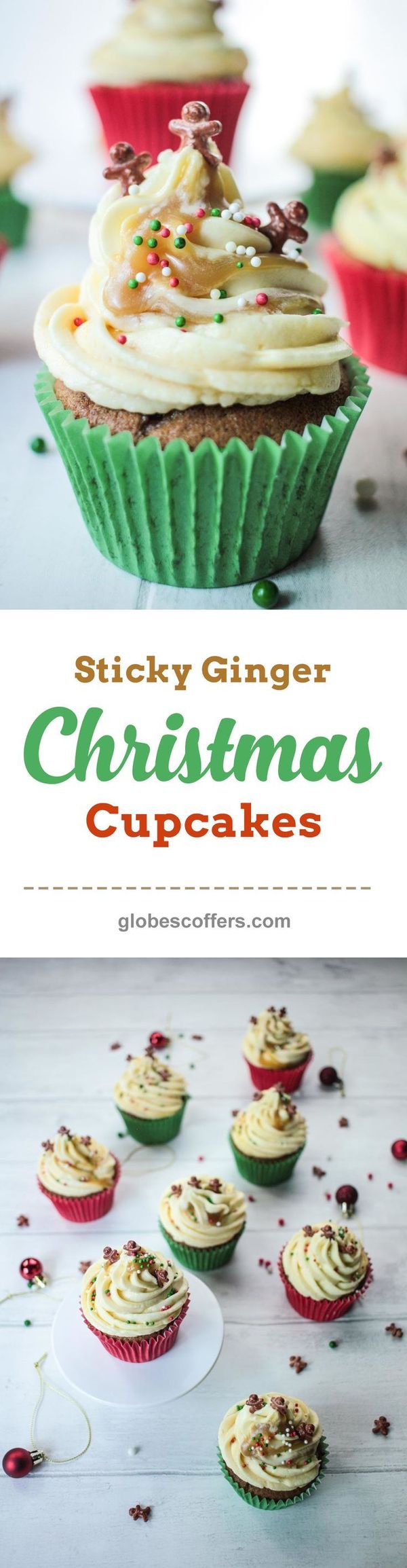 Sticky Ginger Christmas Cupcakes