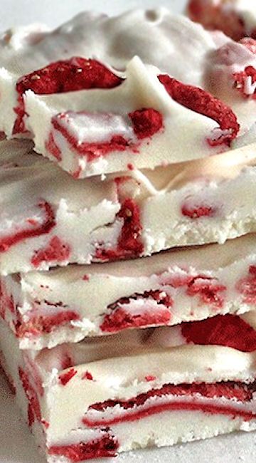 Strawberries and Cream Chocolate Bark