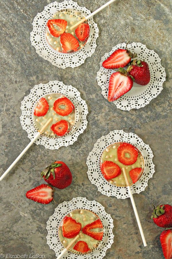 Strawberries and Cream Lollipops Made With Real Strawberries