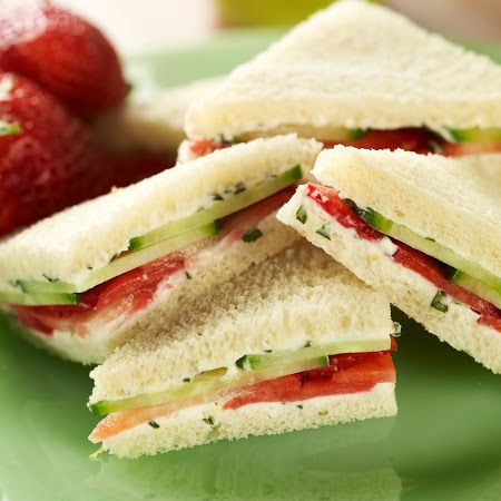 Strawberry & Basil Tea Sandwiches with Devonshire Cream