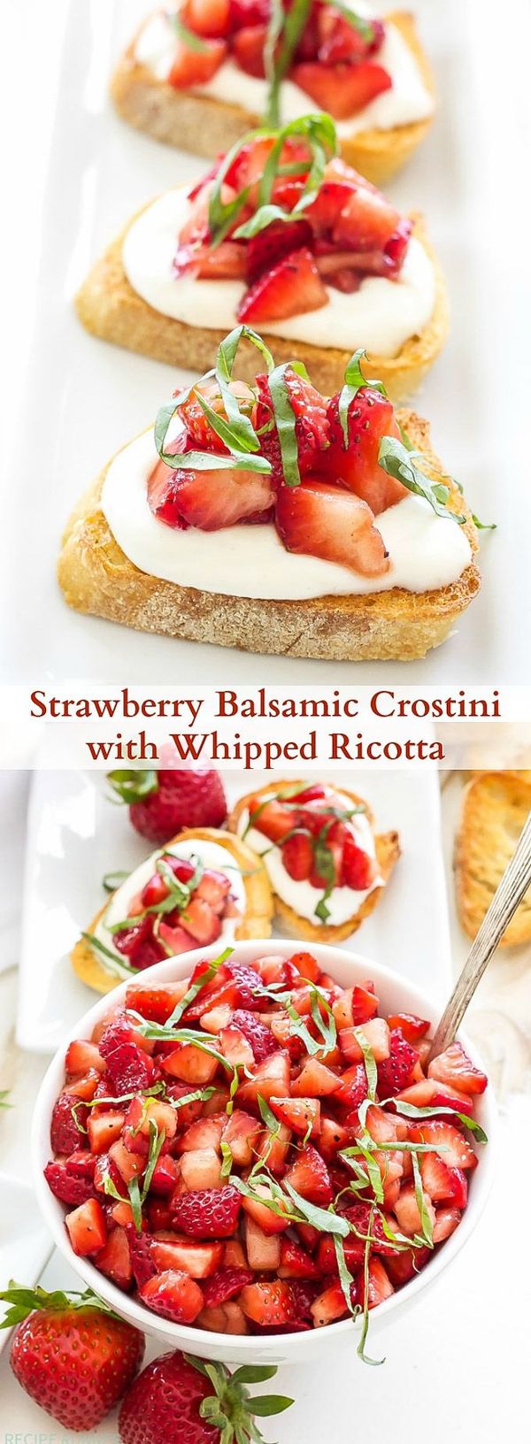 Strawberry Balsamic Crostini with Whipped Ricotta