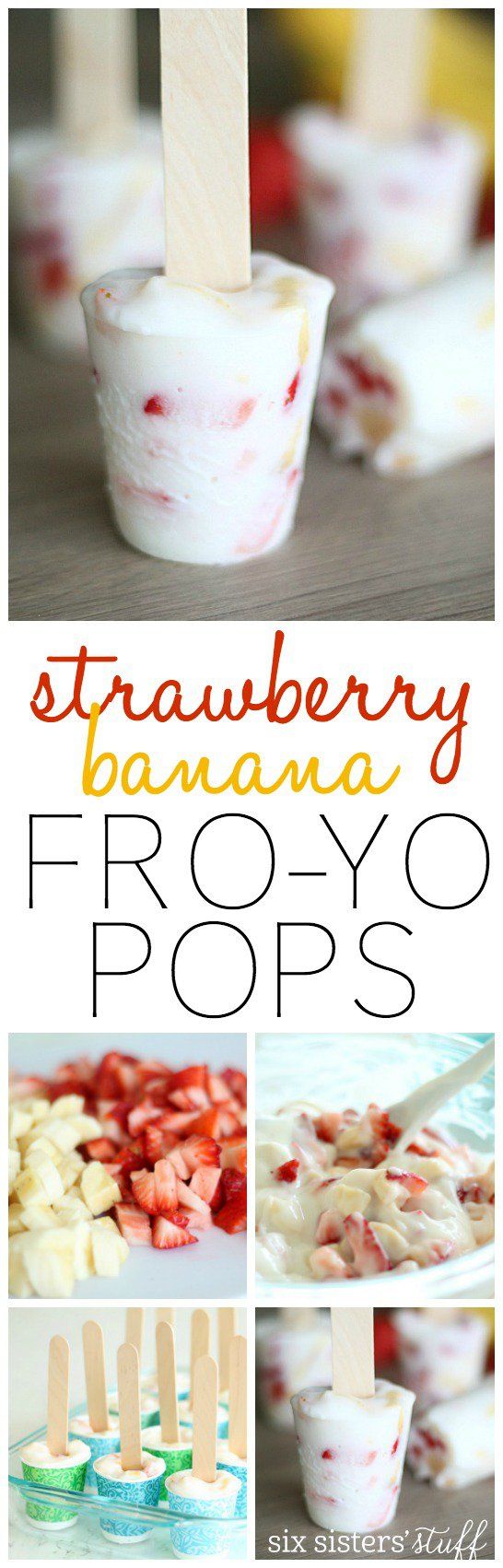 Strawberry Banana Frozen Yogurt Pops