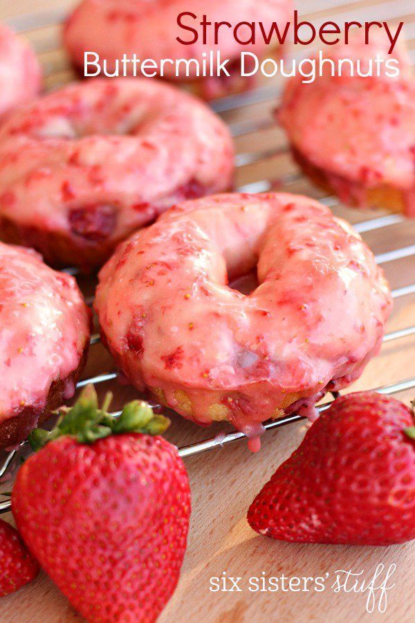 Strawberry Buttermilk Doughnuts